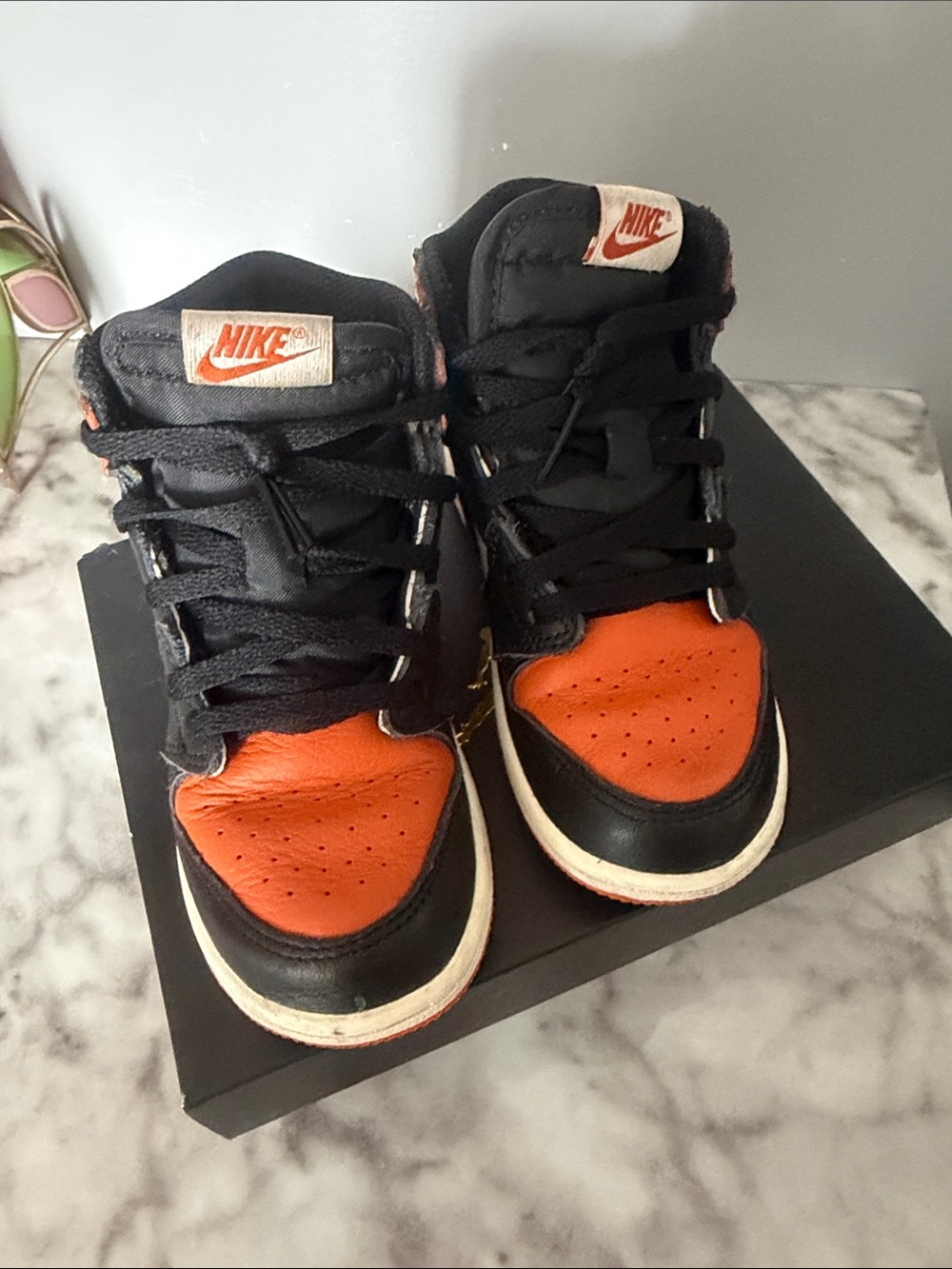Nike Kids Orange and Black High-Top Sneakers
